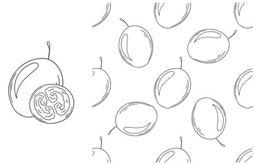 Coloring pattern for kitchen, restaurant or shop. Set in hand draw style