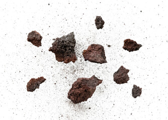 Abstract stone shards explode with particles