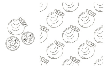 Coloring pattern for kitchen, restaurant or shop. Set in hand draw style
