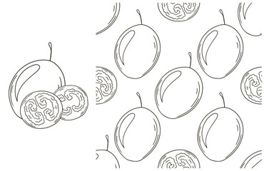 Coloring pattern for kitchen, restaurant or shop. Set in hand draw style