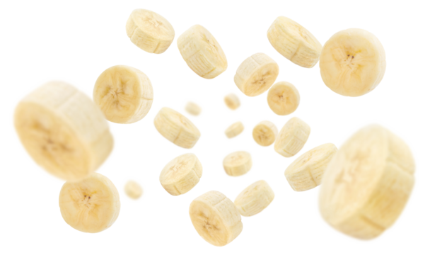 Flying banana slices, cut out