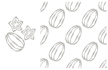 Coloring pattern for kitchen, restaurant or shop. Set in hand draw style