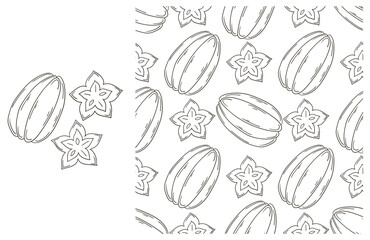 Naklejka na ściany i meble Coloring pattern for kitchen, restaurant or shop. Set in hand draw style