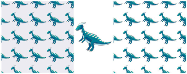 Dinosaurs of the Jurassic period. Hand drawn Set dinosaurs seamless pattern © bubushonok