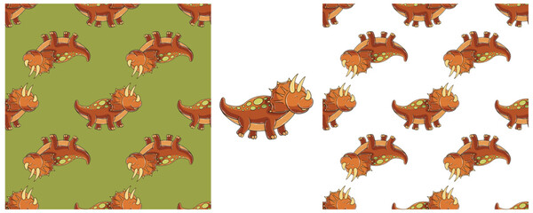 Dinosaurs of the Jurassic period. Hand drawn Set dinosaurs seamless pattern