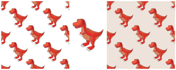 Dinosaurs of the Jurassic period. Hand drawn Set dinosaurs seamless pattern