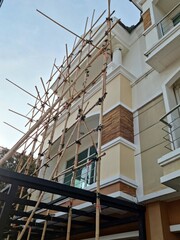 Fototapeta na wymiar Bamboo scaffolding for construction
