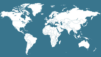 World map. Silhouette map. Color modern vector map.	