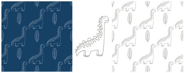 Dinosaurs of the Jurassic period. Coloring Set dinosaurs seamless pattern
