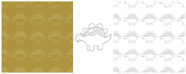 Dinosaurs of the Jurassic period. Coloring Set dinosaurs seamless pattern