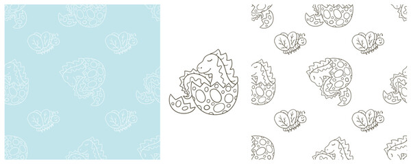 Dinosaurs of the Jurassic period. Coloring Set dinosaurs seamless pattern