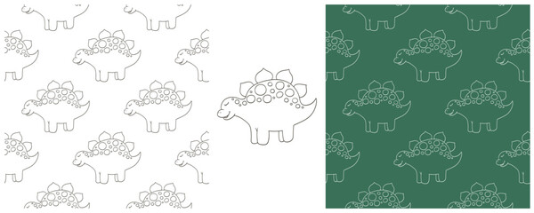 Dinosaurs of the Jurassic period. Coloring Set dinosaurs seamless pattern