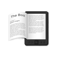Fototapeta premium E book device with open paper page electronic reading gadget literature learning realistic vector