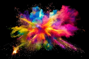 色鮮やかな爆発のイメージ　インク　絵の具　黒