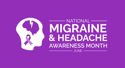 Migraine and Headache Awareness Month background or banner design template celebrated in june. vector illustration.