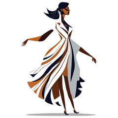Woman in a dress. Abstract vector illustration. Minimalistic style. Mosaic style. White background.	
