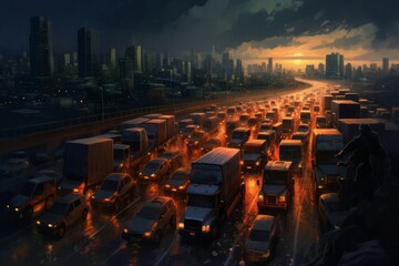 高速道路 渋滞,Generative AI AI画像