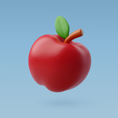 3d Vector Red Apple, Education, Back to school concept.
