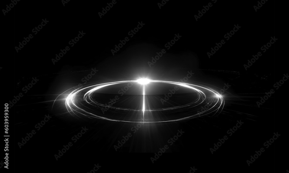 Wall mural glow swirl light effect. circular lens flare. abstract rotational lines on transparent background