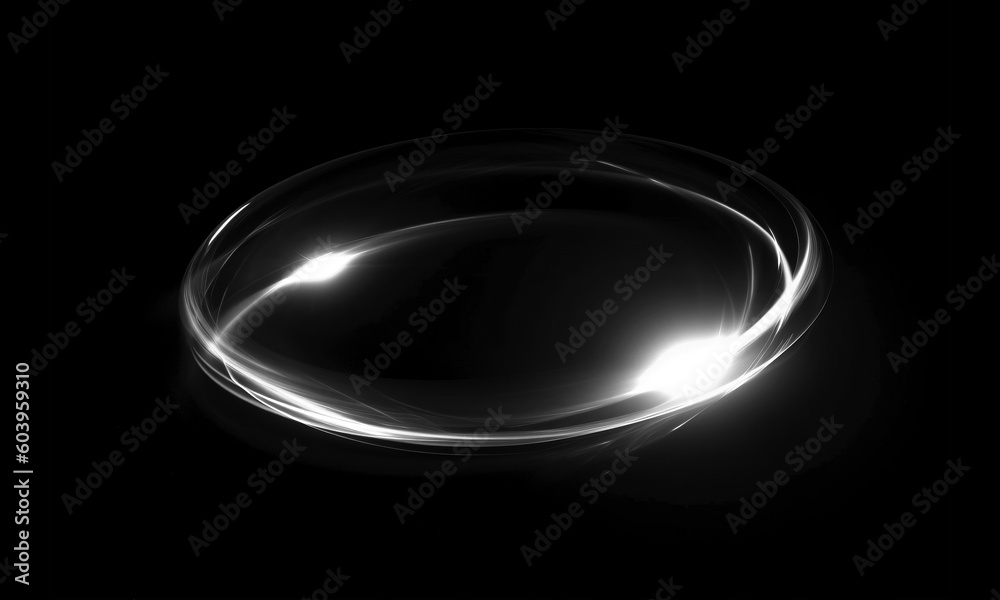 Wall mural glow swirl light effect. circular lens flare. abstract rotational lines on transparent background