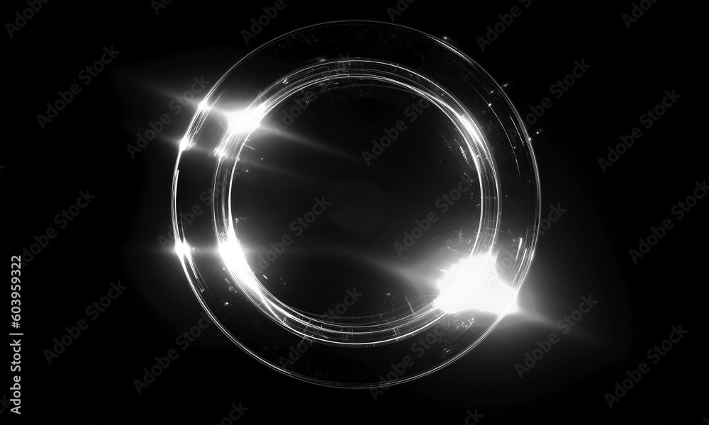 Wall mural glow swirl light effect. circular lens flare. abstract rotational lines on transparent background