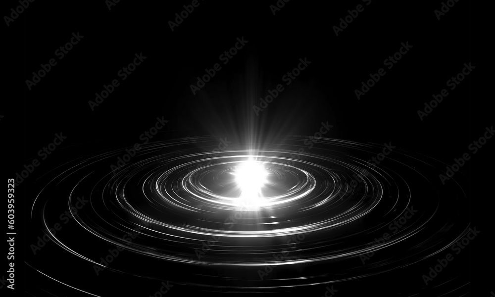Wall mural glow swirl light effect. circular lens flare. abstract rotational lines on transparent background