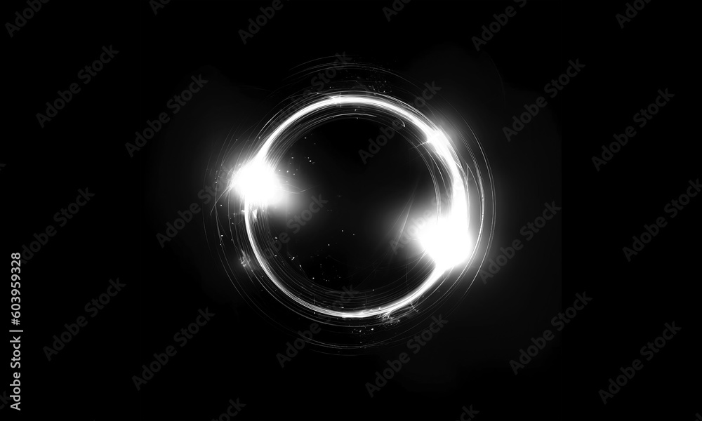 Wall mural glow swirl light effect. circular lens flare. abstract rotational lines on transparent background