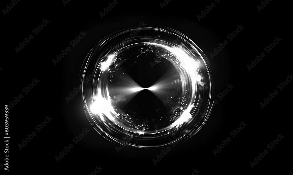 Wall mural glow swirl light effect. circular lens flare. abstract rotational lines on transparent background
