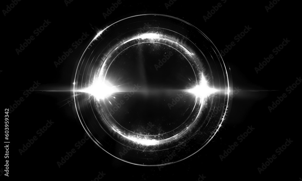 Wall mural glow swirl light effect. circular lens flare. abstract rotational lines on transparent background