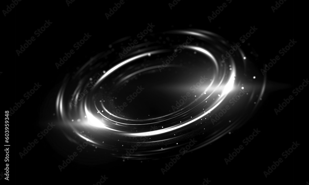 Wall mural glow swirl light effect. circular lens flare. abstract rotational lines on transparent background