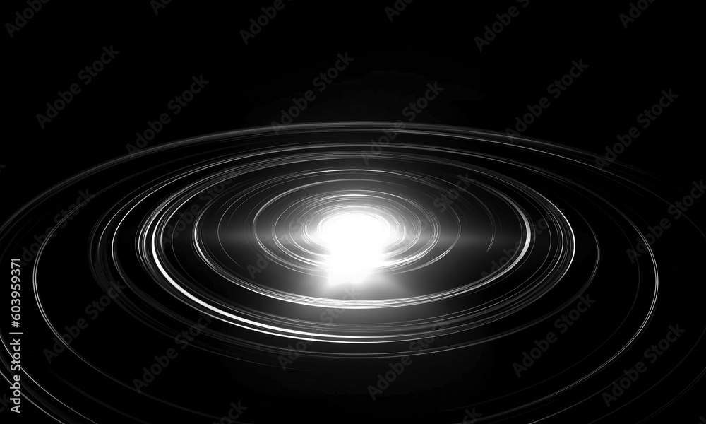 Wall mural glow swirl light effect. circular lens flare. abstract rotational lines on transparent background