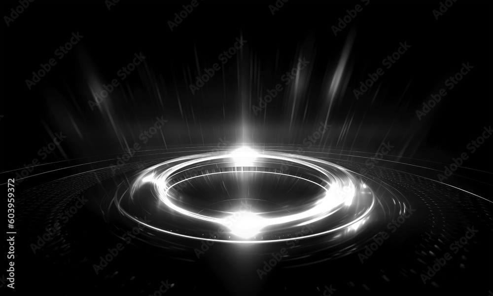Wall mural glow swirl light effect. circular lens flare. abstract rotational lines on transparent background
