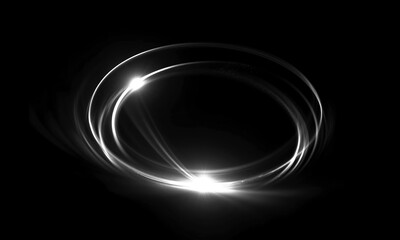 Glow swirl light effect. Circular lens flare. Abstract rotational lines on transparent background	