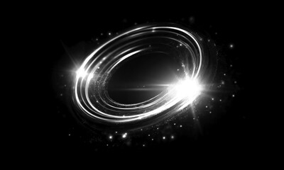 Glow swirl light effect. Circular lens flare. Abstract rotational lines on transparent background