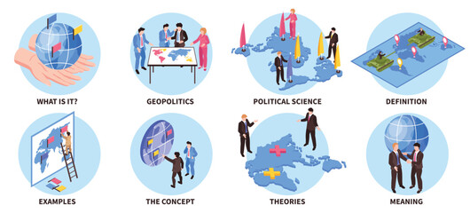 Fototapeta premium Geopolitics Round Compositions Set