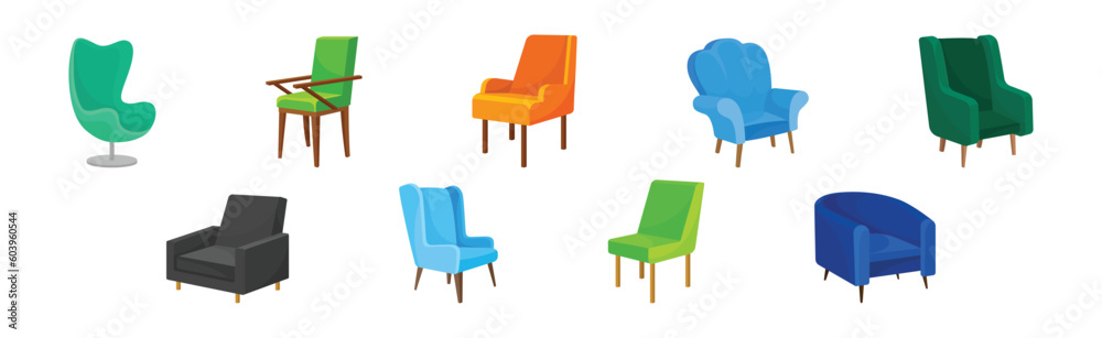 Canvas Prints armchair as seat and piece of furniture with armrests vector set