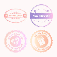 Set of Stamps, Gradient Effect, Textured, Limited Offer, New Product, Most Popular, Extra Bonus