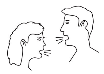 man and woman squabble and quarrel sign