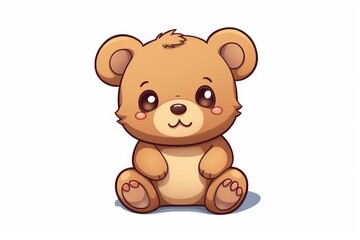 Fototapeta premium Cute teddy bear isolated on white background. Beautiful illustration picture. Generative AI