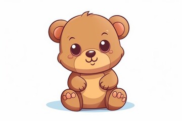 Cute teddy bear isolated on white background. Beautiful illustration picture. Generative AI
