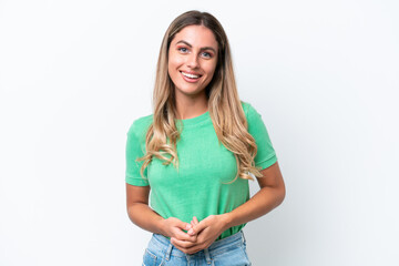 Fototapeta premium Young Uruguayan woman isolated on white background laughing