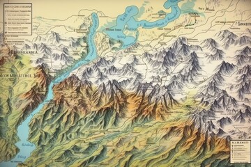 Detailed image of the mountains. Beautiful illustration picture. Generative AI