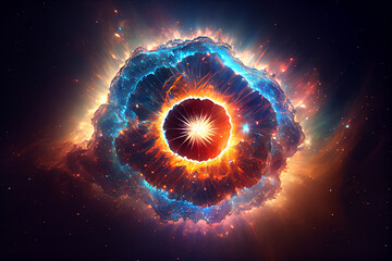 Supernova explosion in space, forming of nebula, generative ai illustration - obrazy, fototapety, plakaty