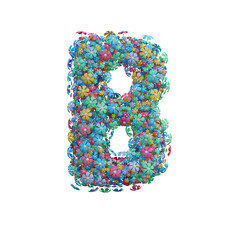 Cute Flowers 3D Alphabet or PNG Letters