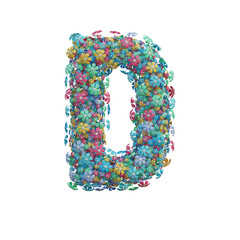 Cute Flowers 3D Alphabet or PNG Letters