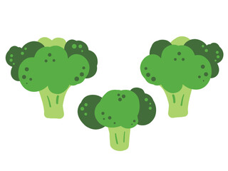 かわいいブロッコリー3株セット／手描きイラスト素材