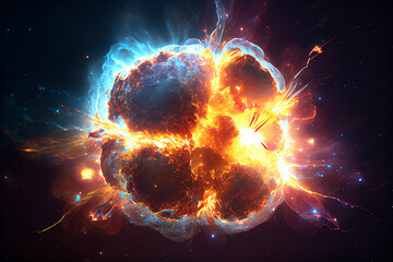 Exploding supernova in space, generative ai illustration - obrazy, fototapety, plakaty