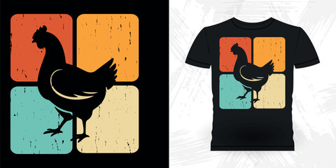 Funny Hen Lover Chicken Farmer Retro Vintage Chicken T-shirt Design