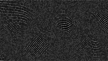 Wave of dots. Abstract cyber backdrop of points. 3d vector illustration.
