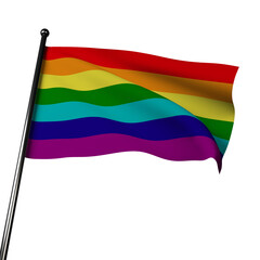 Historical Gay Pride Flag (1978-1979) Design without hot pink stripe. 3D rendering.